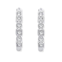 Load image into Gallery viewer, 9K White Gold &amp; 0.10 CTW Diamond Hoop Earrings - Pobjoy Diamonds