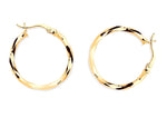 9K Gold Faceted Hoop Earrings Mid Size - Pobjoy Diamonds