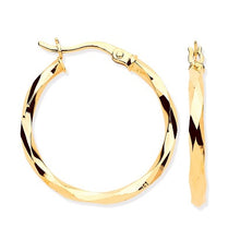 Load image into Gallery viewer, 9K Gold Faceted Hoop Earrings Mid Size - Pobjoy Diamonds