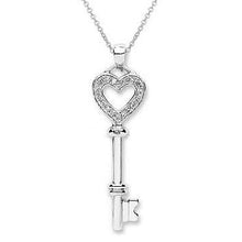 Load image into Gallery viewer, 9K White Gold &amp; DIamond Key Pendant From Pobjoy Diamonds