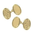 9K Yellow Gold Paisley Oval Chain Link Cufflinks - Pobjoy Diamonds