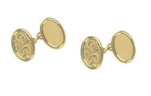 Load image into Gallery viewer, 9K Yellow Gold Paisley Oval Chain Link Cufflinks - Pobjoy Diamonds