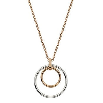 9K Rose & White Gold Circle Pendant & Chain - Pobjoy Diamonds