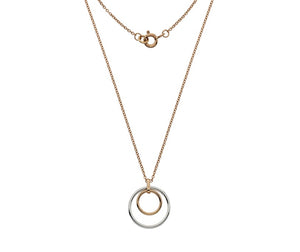 9K Rose & White Gold Circle Pendant & Chain - Pobjoy Diamonds