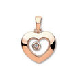 9K Rose Gold Heart & Floating Diamond Pendant - Pobjoy Diamonds