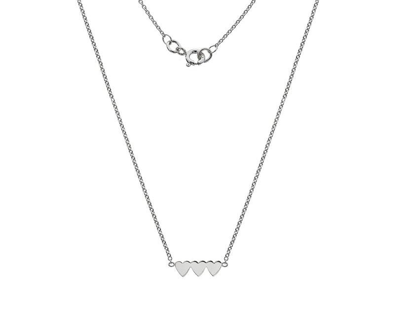 9K White Gold Three Heart Ladies Pendant Necklace - Pobjoy Diamonds