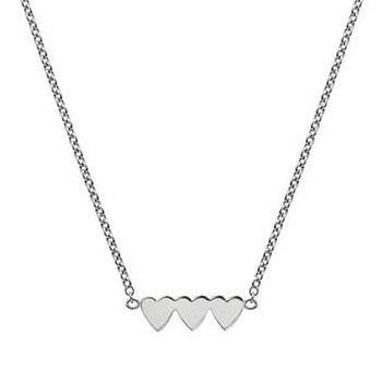 9K White Gold Three Heart Ladies Pendant Necklace - Pobjoy Diamonds