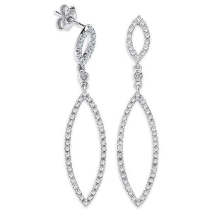 9K White Gold 0.50 Carat Marquise Diamond Drop Earrings  - Pobjoy Diamonds