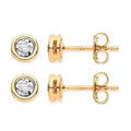 9K Yellow Gold Rub Over 0.10 CTW Diamond Earrings