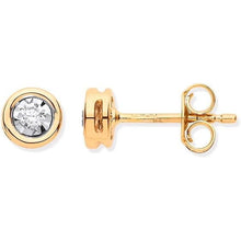 Load image into Gallery viewer, 9K Yellow Gold Rub Over 0.10 CTW Diamond Earrings By Pobjoy In Surrey