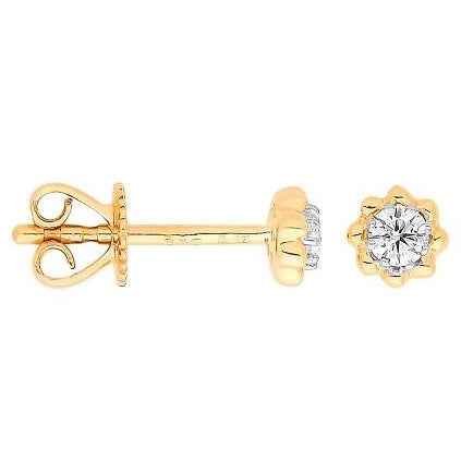 9K Yellow Gold Diamond Stud Earrings 0.13 CTW - Pobjoy Diamonds