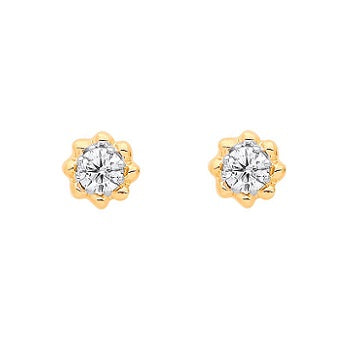 9K Yellow Gold Diamond Stud Earrings 0.13 CTW - Pobjoy Diamonds