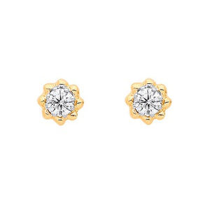 9K Yellow Gold Diamond Stud Earrings 0.13 CTW - Pobjoy Diamonds