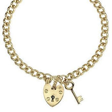 Load image into Gallery viewer, 9K Yellow Ladies Gold Curb Bracelet With Padlock &amp; Key - Pobjoy Diamonds