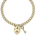 9K Yellow Ladies Gold Curb Bracelet With Padlock & Key - Pobjoy Diamonds