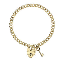 Load image into Gallery viewer, 9K Yellow Ladies Gold Curb Bracelet With Padlock &amp; Key - Pobjoy Diamonds