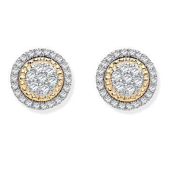 9K Yellow Gold 0.36 CTW Diamond Stud Circle Earrings - Pobjoy Diamonds
