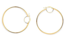 Load image into Gallery viewer, Pobjoy hinged hoop, flat tube, ladies earrings are made from 9K yellow gold