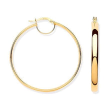 Load image into Gallery viewer, Pobjoy hinged hoop, flat tube, ladies earrings are made from 9K yellow gold