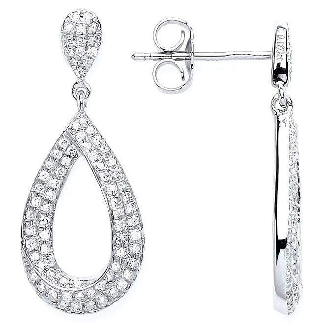 9K White Gold Diamond Pear Drop Earrings 0.34 CTW - Pobjoy Diamonds