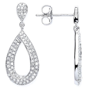 9K White Gold Diamond Pear Drop Earrings 0.34 CTW - Pobjoy Diamonds
