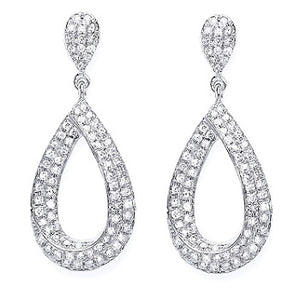 9K White Gold Diamond Pear Drop Earrings 0.34 CTW - Pobjoy Diamonds