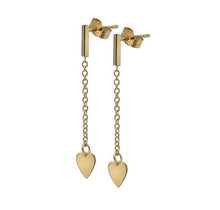 Load image into Gallery viewer, 9K Yellow Gold Heart Chain Drop Earrings - Pobjoy Diamonds