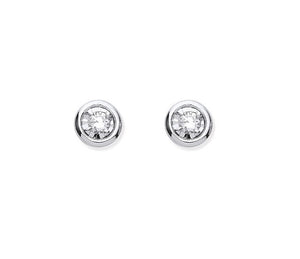 9K White Gold Rubover 0.10 CTW Diamond Earrings - Pobjoy Diamonds