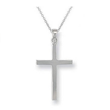 Load image into Gallery viewer, 9K White Gold Cross &amp; Neck Chain-Pobjoy Diamonds