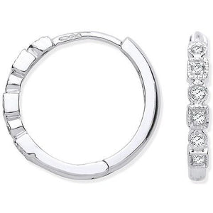 9K White Gold & 0.10 CTW Diamond Hoop Earrings - Pobjoy Diamonds