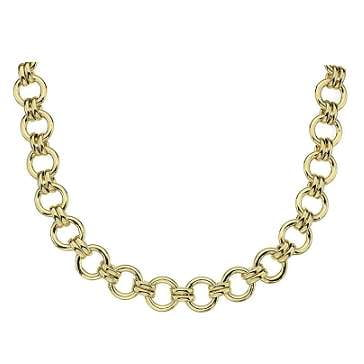 9K Yellow Gold Ladies Chunky Hoop Link Necklace - Pobjoy Diamonds