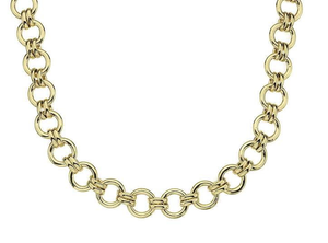 9K Yellow Gold Ladies Chunky Hoop Link Necklace - Pobjoy Diamonds