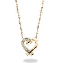 Load image into Gallery viewer, 9K Yellow Gold And Round Cut Diamond Ladies Heart Silhouette Pendant With 9K Yellow Gold Chain From Pobjoy