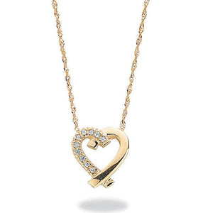 9K Yellow Gold And Round Cut Diamond Ladies Heart Silhouette Pendant With 9K Yellow Gold Chain From Pobjoy