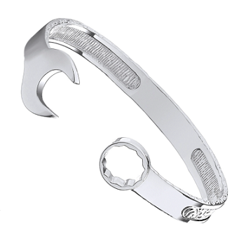 Sterling Silver Mens Spanner Bangle 9mm Gauge - Pobjoy Diamonds