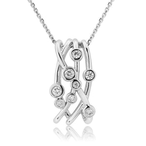 18K White Gold & Diamond Scatter Necklace & Pendant 0.24 CTW - Pobjoy Diamonds