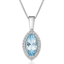 Load image into Gallery viewer, 9K White Gold Aquamarine &amp; Diamond Pendant - Pobjoy Diamonds