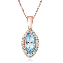 Load image into Gallery viewer, 9K Rose Gold Aquamarine &amp; Diamond Pendant - Pobjoy Diamonds