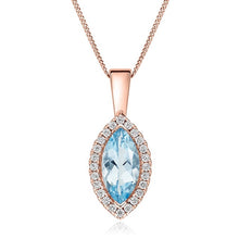 Load image into Gallery viewer, 9K Rose Gold Aquamarine &amp; Diamond Pendant - Pobjoy Diamonds