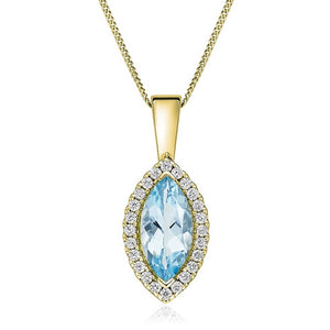 18K Yellow Gold Aquamarine & Diamond Pendant - Pobjoy Diamonds