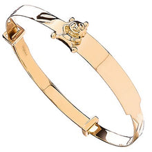 Load image into Gallery viewer, 9K Yellow Gold Teddy Expandable Baby Bangle - Pobjoy Diamonds