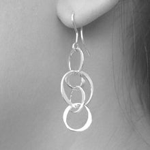 Load image into Gallery viewer, Handmade Sterling Silver Drop Hoop Earrings - Pobjoy Diamonds