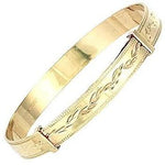 9K Yellow Gold Diamond-Cut Adjustable Baby Bangle - Pobjoy Diamonds