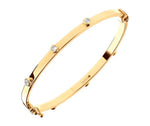 9K Yellow Gold Hollow Hinged Bangle With CZ Studs - Pobjoy Diamonds