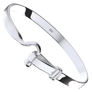 9K White Or Yellow Gold Baby Hook Bangle - Pobjoy Diamonds
