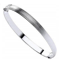 Load image into Gallery viewer, 9K White Gold Hollow Ribbed Ladies Hinged Bangle - Pobjoy Diamonds