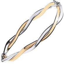 Load image into Gallery viewer, 9K White &amp; Yellow Gold Twist Hinged Bangle - Pobjoy Diamonds