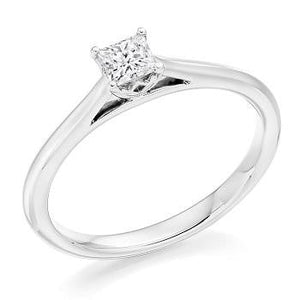 18K White Gold 0.30 Princess Cut Solitaire Diamond Engagement Ring F/VS1 - Pobjoy Diamonds
