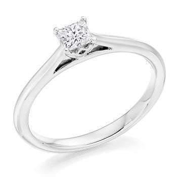 18K White Gold 0.30 Princess Cut Solitaire Diamond Engagement Ring G/Si1 - Pobjoy Diamonds