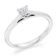 Load image into Gallery viewer, 18K White Gold 0.30 Princess Cut Solitaire Diamond Engagement Ring G/Si1 - Pobjoy Diamonds